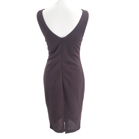 ASTR the Label Women Size Medium Striped Body-Con Sleeveless Dress Brown & Black - Picture 3 of 8